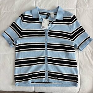 H&M Blue and Black Striped Button Down Shirt